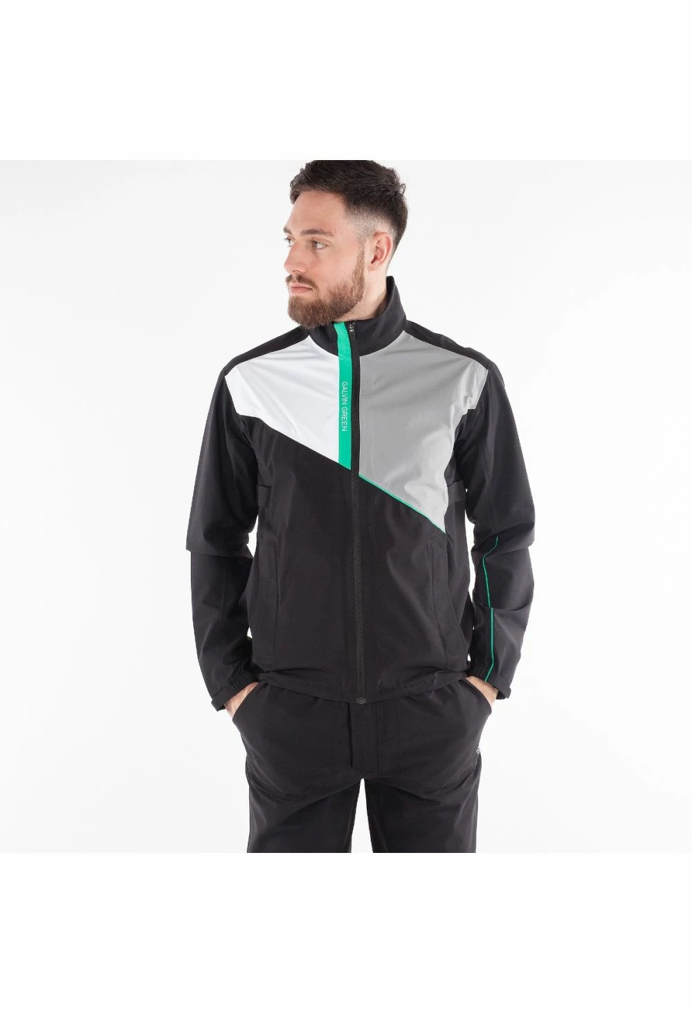 Fairway Golf UK Galvin Green Apollo Paclite Waterproof Golf Jacket - Black/White/Sharkskin - Image 3