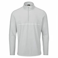 Fairway Golf UK Oscar Jacobson Darwin 1/4 Zip Golf Pullover- Lunar Grey/White