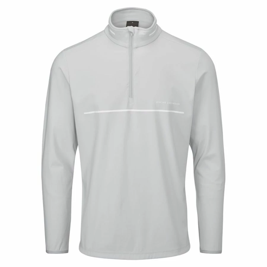 Fairway Golf UK Oscar Jacobson Darwin 1/4 Zip Golf Pullover- Lunar Grey/White